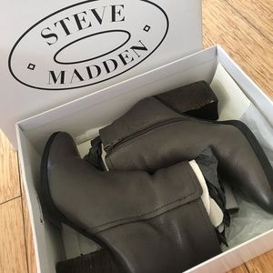 Steve Madden gray heeled booties